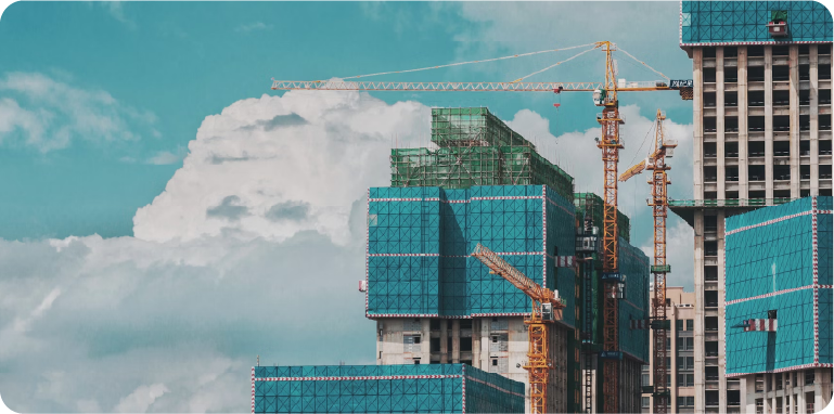 Construction site with cranes